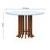 Mesa De Jantar Denver Amêndoa Tampo ø120 Mdf Com Vidro Tampo ø120 Mdf Branco-vidro Branco