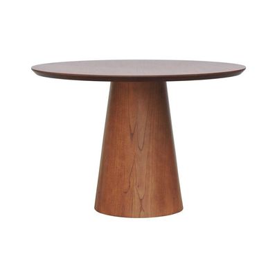 Mesa De Jantar Base Cone Laminado Cinamomo Amêndoa Tampo 150 Laminado Envernizado Cinamomo
