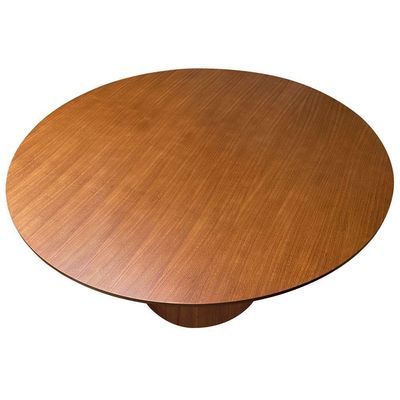 Mesa De Jantar Base Cone Laminado Cinamomo Amêndoa Tampo ø120 Laminado Envernizado Cinamomo