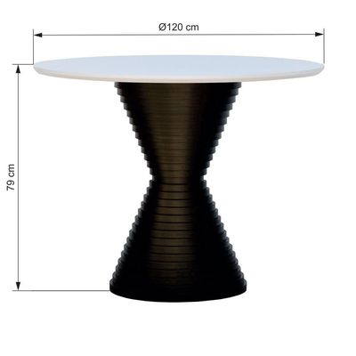 Mesa De Jantar Apollo Tampo Redondo 120 Preto-branco