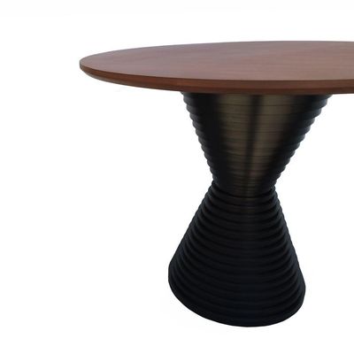 Mesa De Jantar Apollo Tampo Redondo 120 Preto-amêndoa