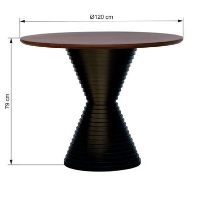 Mesa De Jantar Apollo Tampo Redondo 120 Preto-amêndoa