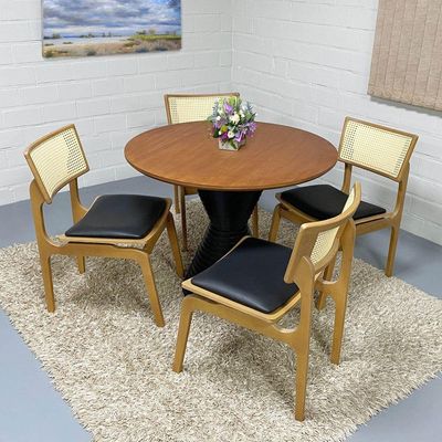 Mesa De Jantar Apollo Tampo Redondo 120 Branco-preto