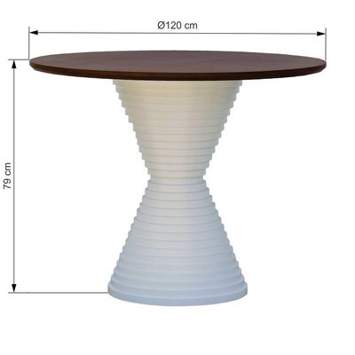Mesa De Jantar Apollo Tampo Redondo 120 Branco-amêndoa