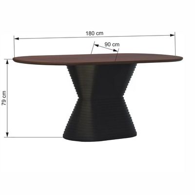 Mesa De Jantar Apollo Tampo Oblongo 180x90cm Preto-amêndoa