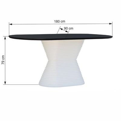 Mesa De Jantar Apollo Tampo Oblongo 180x90cm Branco-preto