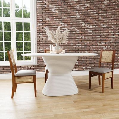 Mesa De Jantar Apollo Tampo Oblongo 180x90cm Branco-amêndoa