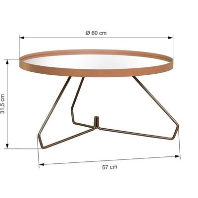 Mesa De Centro Willow 60cm - Preto Rosê