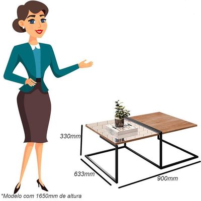 Mesa De Centro De Sala Com Espelho Aurora - Casa Chick Demolição-preto