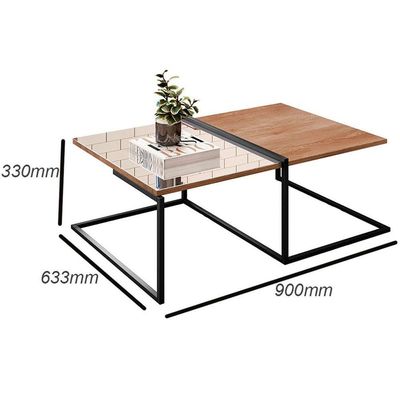 Mesa De Centro De Sala Com Espelho Aurora - Casa Chick Demolição-preto