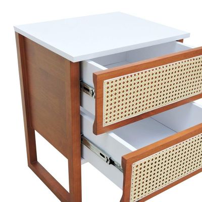 Mesa De Cabeceira Lyon 2 Gavetas - Amêndoa Branco