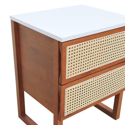 Mesa De Cabeceira Lyon 2 Gavetas - Amêndoa Branco