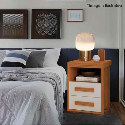 Mesa De Cabeceira 2 Gavetas Tóquio 100% Mdf - Casa Chick Nature/off White