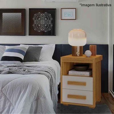 Mesa De Cabeceira 2 Gavetas Tóquio 100% Mdf - Casa Chick Cinamomo/off White