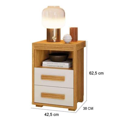 Mesa De Cabeceira 2 Gavetas Tóquio 100% Mdf - Casa Chick Cinamomo/off White