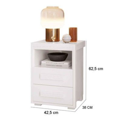 Mesa De Cabeceira 2 Gavetas Tóquio 100% Mdf - Casa Chick Branco