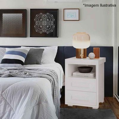 Mesa De Cabeceira 2 Gavetas Tóquio 100% Mdf - Casa Chick Branco