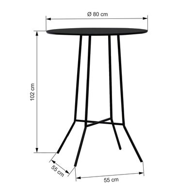 Mesa Alta Bistrô Gabi Metal Redondo - Preto