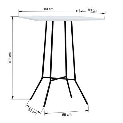 Mesa Alta Bistrô Gabi Metal Quadrado - Branco