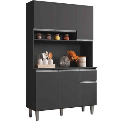 Kit De Cozinha Magda 6 Portas E 1 Gaveta Cinza
