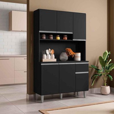 Kit De Cozinha Magda 6 Portas E 1 Gaveta Preto