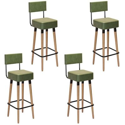 Kit 4 Banquetas Para Bancada Estofada Bariloche Verde
