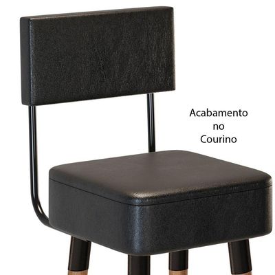 Kit 4 Banquetas Para Bancada Estofada Bariloche Preto