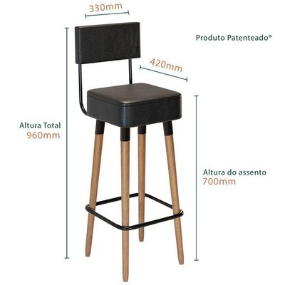 Kit 4 Banquetas Para Bancada Estofada Bariloche Preto