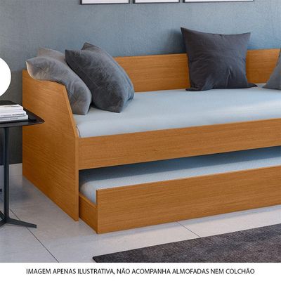 Bicama Solteiro Duo Com Cama Auxiliar Em Mdf Premium Nature - Cor: Bege