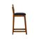 Banqueta Gabi Madeira Maciça Encosto Telinha C- 68cm Altura - Amêndoa Assento Estofado Linho Preto Textura