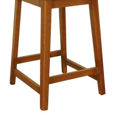 Banqueta Gabi Madeira Maciça Encosto Telinha C- 68cm Altura - Amêndoa Assento Preto Madeira