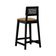 Banqueta Gabi Madeira Maciça Encosto C- Telinha C- 68cm Altura - Preto Assento Estofado Corano Caramelo