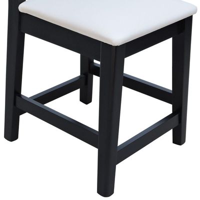 Banqueta Baixa-cadeira Gabi - Preto Assento Estofado Corano Bege