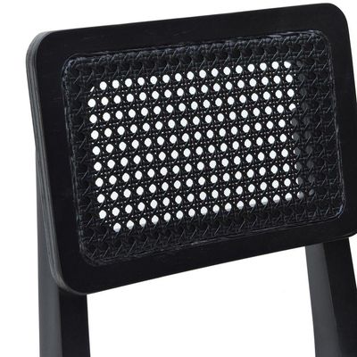 Banqueta Baixa-cadeira Gabi - Preto Assento Estofado Corano Bege