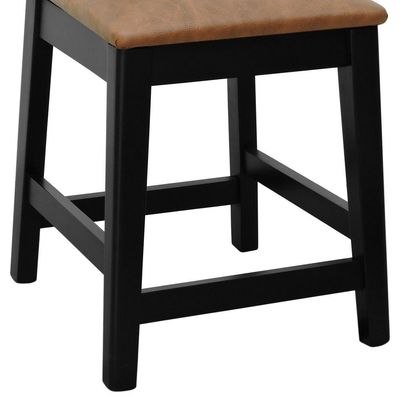 Banqueta Baixa-cadeira Gabi - Preto Assento Estofado Corano Marrom Mescla