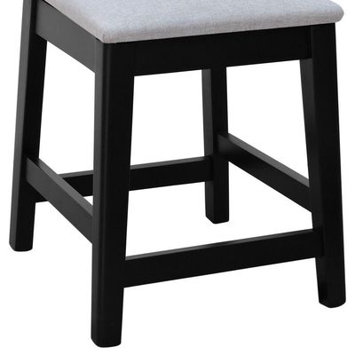 Banqueta Baixa-cadeira Gabi - Preto Assento Estof. Linho Bege Mescla Impermeável