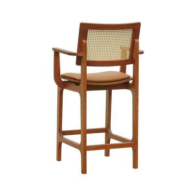 Banqueta Alta Bistrô Gus C- Braços - Amêndoa Estofado Corano Caramelo