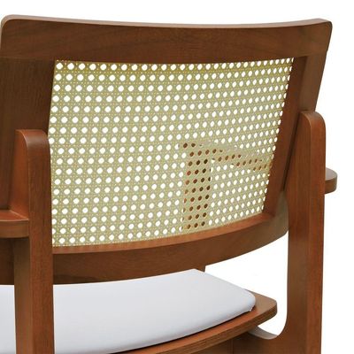 Banqueta Alta Bistrô Gus C- Braços - Amêndoa Estofado Corano Bege