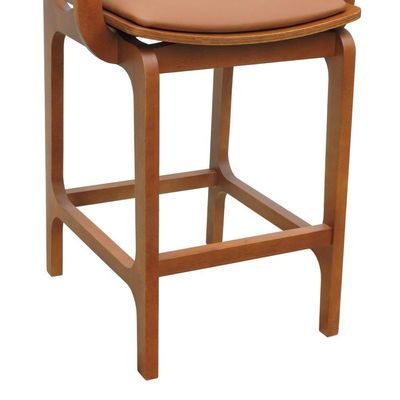 Banqueta Alta Bistrô Gus C- Braços - Amêndoa Estofado Corano Caramelo