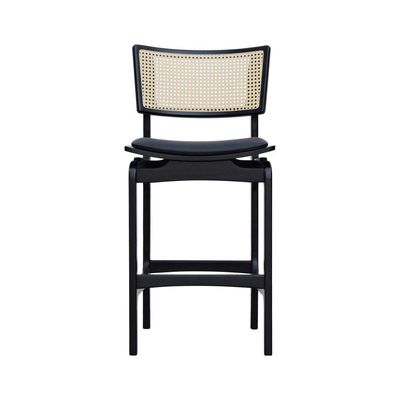Banqueta Alta Bistrô Apollo Encosto Telinha Natural E Assento Anatômico - Preto Estofado Corano Preto