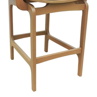 Banqueta Alta Bistrô Apollo Com Braços Encosto Telinha Natural E Assento Anatômico - Natural Estofado Linho Bege