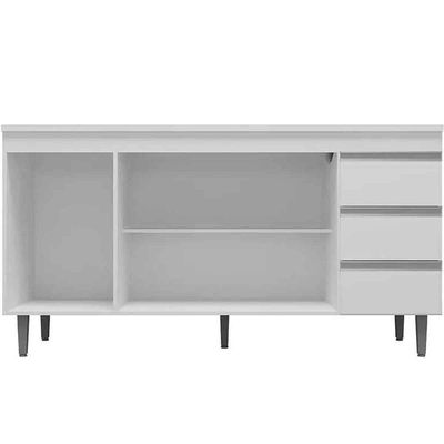 Balcão De Pia 160 Cm Adriana 3 Portas 3 Gavetas Branco