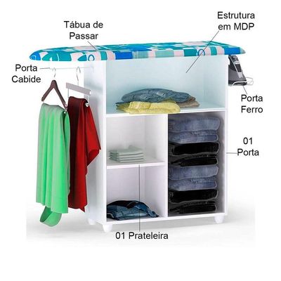 Balcão Tábua De Passar 1 Porta Maria Branco