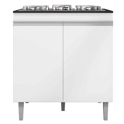 Balcão Para Cooktop Adriana 2 Portas Com Tampo Branco