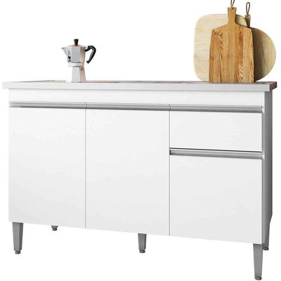 Balcão De Pia 120 Cm Talita 3 Portas 1 Gaveta Branco