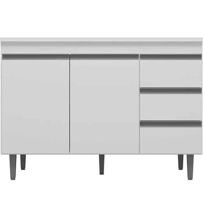 Balcão De Pia 100 Cm Adriana 2 Portas 3 Gavetas Branco