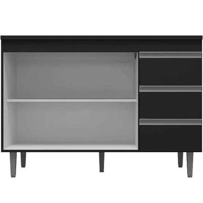 Balcão De Pia 120 Cm Adriana 2 Portas E 3 Gavetas Preto