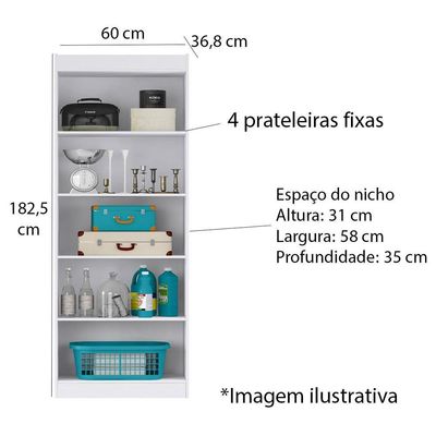 Armário Multiuso 2 Portas 4 Prateleiras Branco