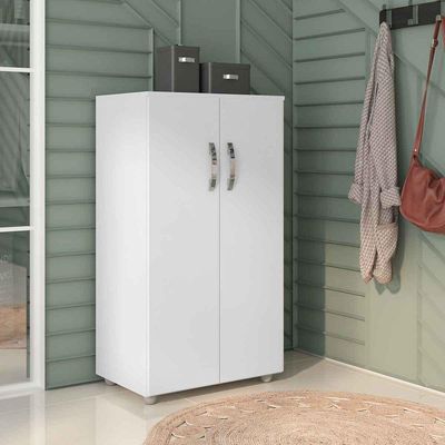 Armário Multiuso Rosa 2 Portas 3 Prateleiras Branco