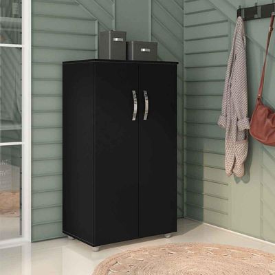Armário Multiuso Rosa 2 Portas 3 Prateleiras Preto